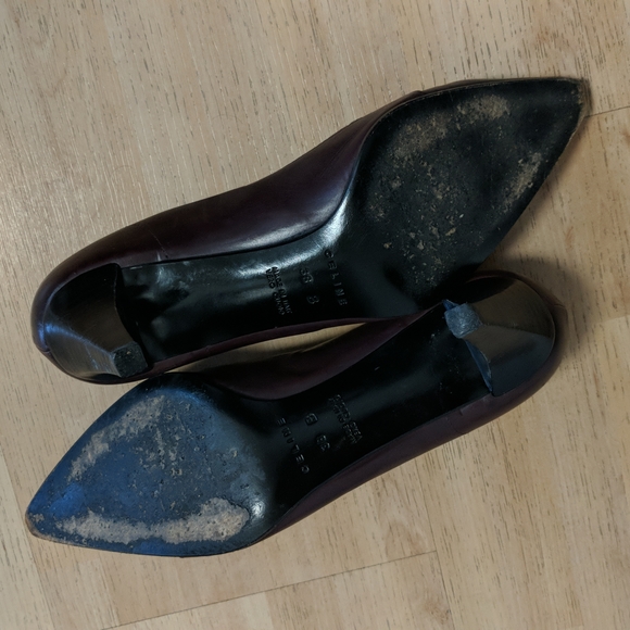 Celine burgundy-brown leather classic pumps/shoes, 2 1/2" heal,size 38 - Picture 6 of 11